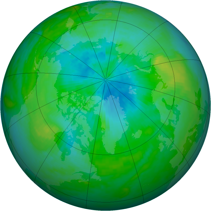 Arctic ozone map for 29 August 1984